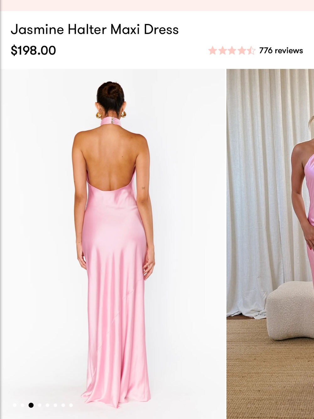 Show Me Your MuMu Pink Satin Backless Halter Maxi Dress